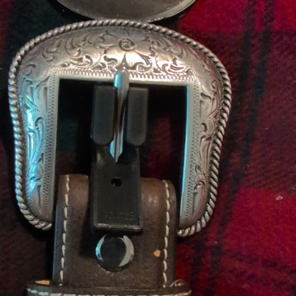 DBL Barrel Belt Girls Size 22 Brown and Lime Green‎ Belt Cowgirl NWT Flawed